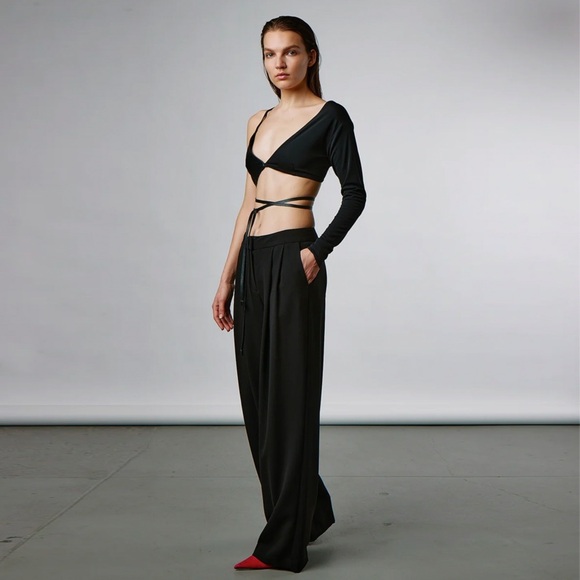 Yigal Azrouel - Wide Leg Pants w/ Pleats - Black - Picture 2 of 11